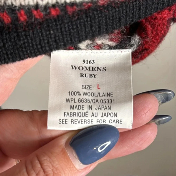 Woolrich Thick Knit Wool Ruby Cardigan Fair Isle Size Large Silver Clasp - Picture 5 of 7